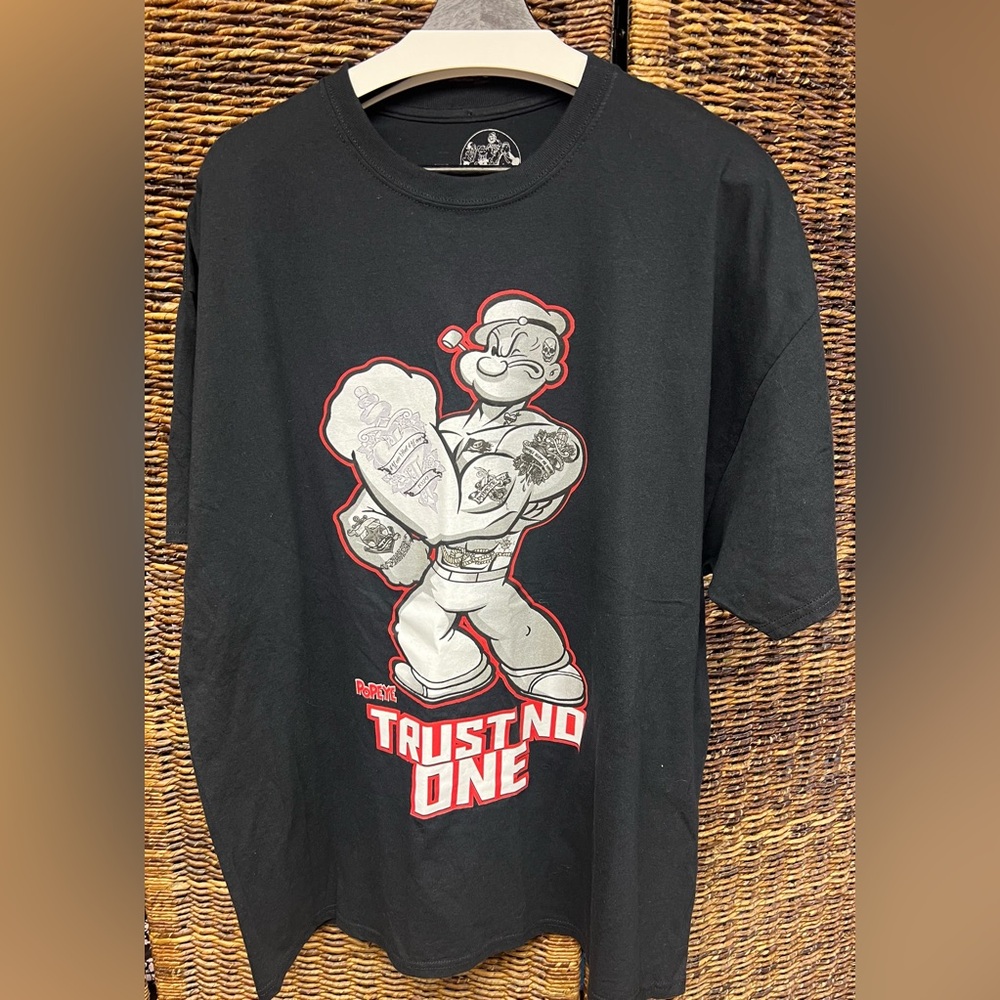 Popeye Shirt- Size:2XL, Black/Red/white, small inner collar snag
